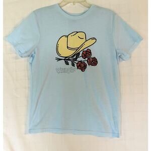 Wrangler Women's Cowboy Hat & Roses Graphic Tee - M Soft cotton Blue Western